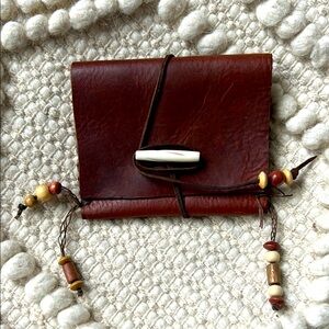 Handcrafted Leather Small Pouch for Aromatherapy with Beaded Accents